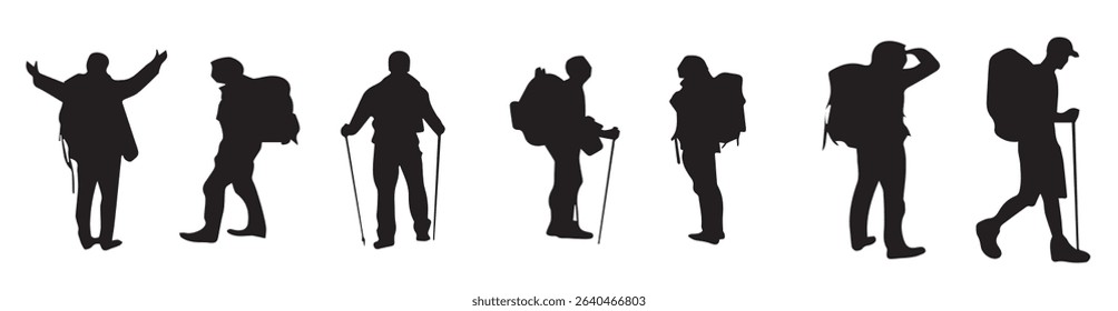 set of hiking vector illustration