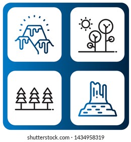 Set of hill icons such as Lava, Forest, Valley rocks , hill