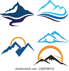 Set Hill Mountain Logos Illustration Stock Vector (Royalty Free ...