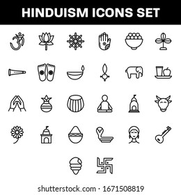 Satz des Hinduismus-Symbols in Linienkunst