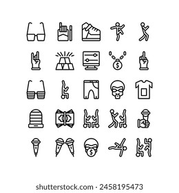 Set of hip hop dance outline icon and illustration