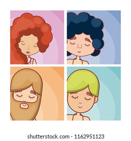 Set of hippie avatar