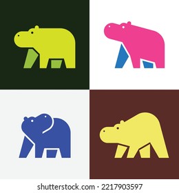 Set of Hippo, Hippo Logo. Icon design. Template elements