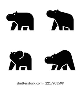 Set of Hippo, Hippo Logo. Icon design. Template elements