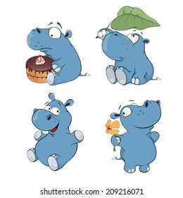 a set of hippopotamuses cartoon