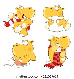 A set of hippopotamuses cartoon