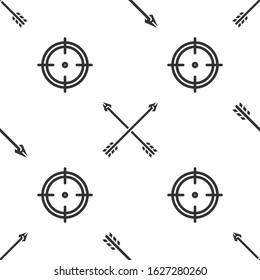 Set Hipster arrow, Crossed arrows and Target sport for shooting competition on seamless pattern. Vector