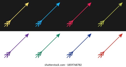 Set Hipster arrow icon isolated on black and white background. Vector.