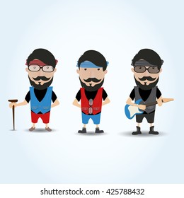 Set of Hipster characters on a white background