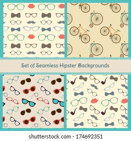 Set of Hipster Colorful Seamless Patterns, Background