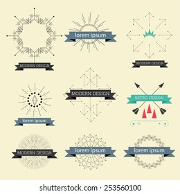 Set of hipster emblems. Cool old fashioned labels for retro styled design.