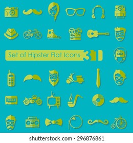 Set of hipster flat icons for Web and Mobile Applications
