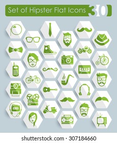 Set of hipster flat icons for Web and Mobile Applications