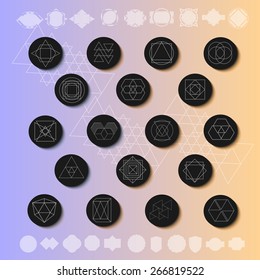Set of Hipster Geometric Icons and Logotypes. Business Signs, Logos, Identity Elements, Labels, Badges, Frames. Abstract Line Retro Signs for Logotypes and Business Cards Design.