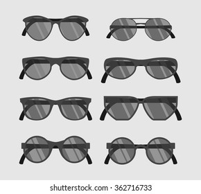 Set of hipster glasses flat elements.