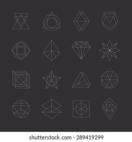 Conjunto de iconos hipster, lotipos geométricos