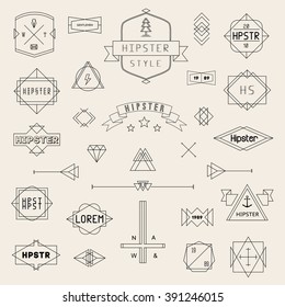 Set Hipster Icons, Logo, Badge, Elements, Frames, Art Deco