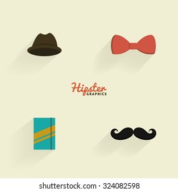Set of hipster icons on a white background