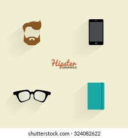 Set of hipster icons on a white background