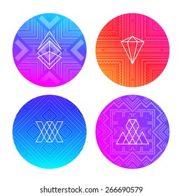 Set of Hipster Labels. Retro Borders Collection. Geometric Retro Insignias and Logotypes. Thin Line Design Elements.