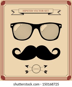 set of Hipster man style graphic elements. vector illustration background 