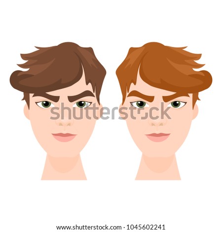 Set of Hipster Men Face With Stylish Hairstyle Isolated Icons Flat Vector Illustration