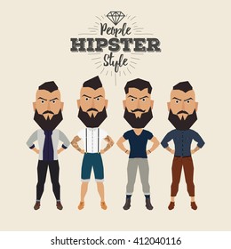 Set of hipster men on a white background with text