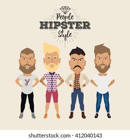 Set of hipster men on a white background with text