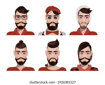 Set of hipster men. Vector illustration.