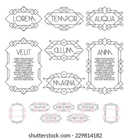 set hipster monochrome geometric vintage frame , border , label for your logotype or poster