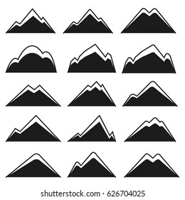Set of Hipster Mountain Logo or Symbol. Isolated on White Background.