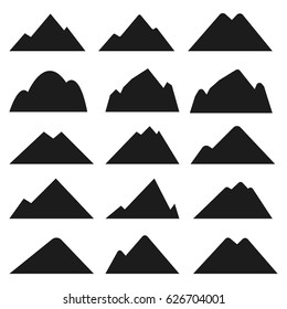 Set of Hipster Mountain Silhouette Logo or Symbol Template. Isolated on White Background.