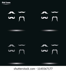 Set of hipster mustache flat grayscale vector icon.