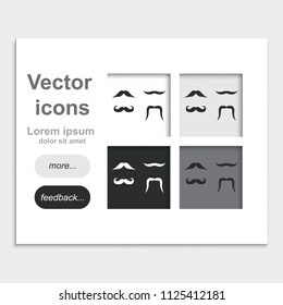 Set of hipster mustache flat placed on web page template vector icon.