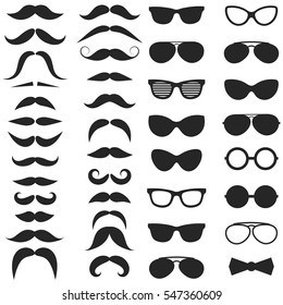 Set of hipster mustache and glasses