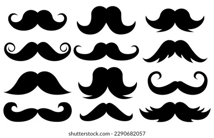 Set of hipster mustache icon. Different mustache collection. Vector illustration EPS 10