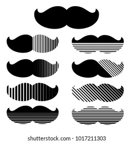 Set of hipster mustache. Trendy print. Vector.