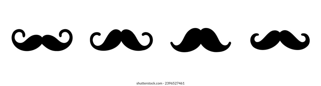 Conjunto de bigotes hipster. El bigote negro y plano aislado. Ilustración del vector