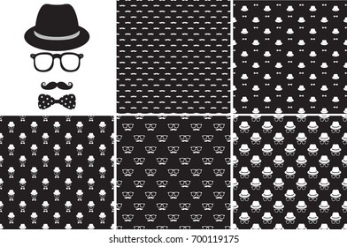 Set of Hipster style elements background invisible man. 