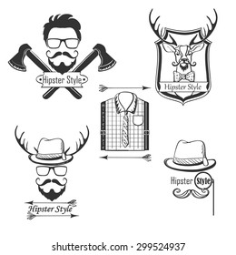 Set of Hipster style logos,badges, labels and design elements.