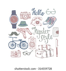 Set of hipster style. Vector. Illustration