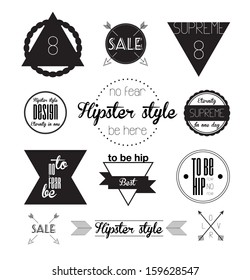 Set of hipster unusual vintage retro labels, stamps, signs, marks and calligraphy, text and stickers