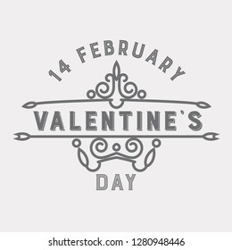 Set of hipster Valentine's Day typographic sticker and labels.  Decorative retro signs and logos in an elegant style.  Design element for greeting card, poster, party invitation, social media, banners