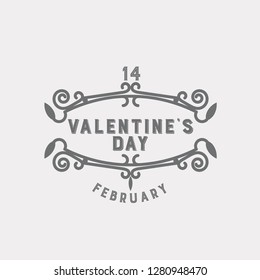 Set of hipster Valentine's Day typographic sticker and labels.  Decorative retro signs and logos in an elegant style.  Design element for greeting card, poster, party invitation, social media, banners