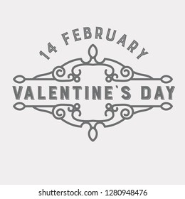 Set of hipster Valentine's Day typographic sticker and labels.  Decorative retro signs and logos in an elegant style.  Design element for greeting card, poster, party invitation, social media, banners