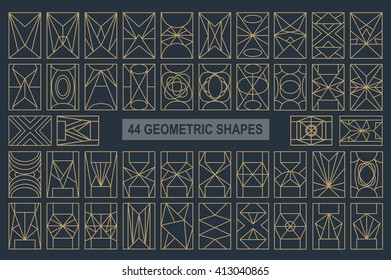 Set of hipster vector geometric shapes. Rectangle abstract. Shapes made using line, triangles, rectangle, and other polygons. You can use it for icons, logos or different design product. 