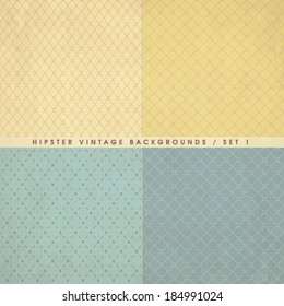 Set of hipster vintage retro backgrounds with repeating geometric tiles of rhombuses and rectangles, eps10