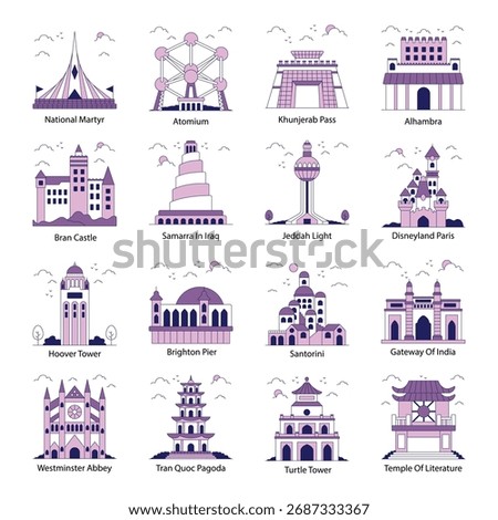 Set of Historical Architecture Flat Icons