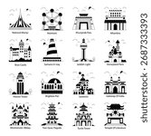 Set of Historical Architecture Solid Icons