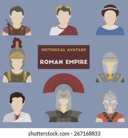 Set of historical avatars. Roman Empire